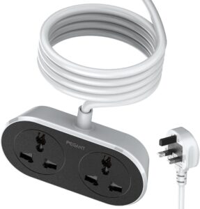 2 Way 10 Meters, 2 Universal Outlets Power Extension Cord, 10M Dual Socket Cable Extender
