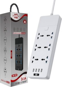 Power Strips Extension Lead Outlets All in one Wall Plug Adapter & 6 Gang Smart Electrical Sockets